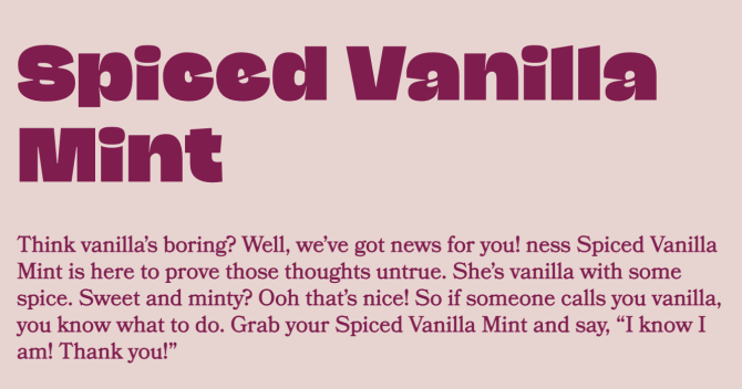 ness Spiced Vanilla Mint Product Description